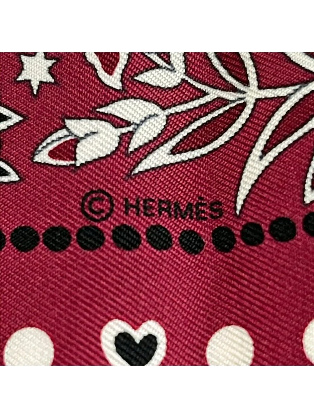Hermes Scarf Twilly Bordeaux White Black Entre Ciel Et Mer Same